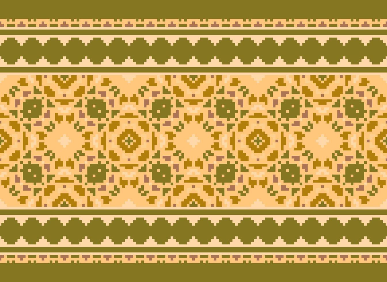 Vintages Cross Stitch Traditional Ethnic Pattern Paisley Flower Ikat Background Abstract Aztec African Indonesian Indian Seamless Pattern for Fabric Print Cloth Dress Carpet Curtains and Sarong vector