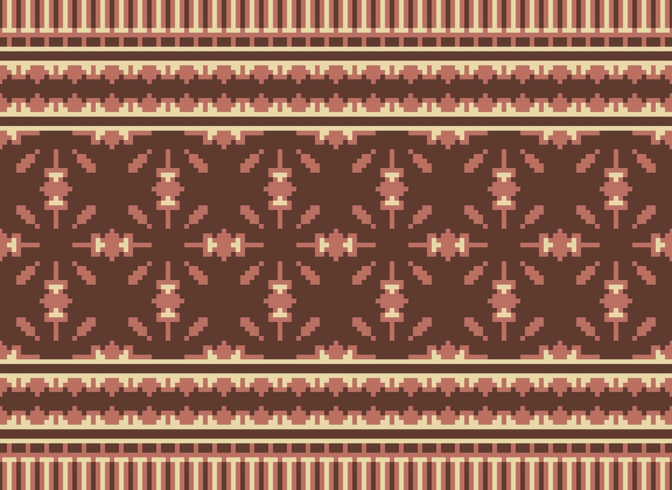 Vintages Cross Stitch Traditional Ethnic Pattern Paisley Flower Ikat Background Abstract Aztec African Indonesian Indian Seamless Pattern for Fabric Print Cloth Dress Carpet Curtains and Sarong vector