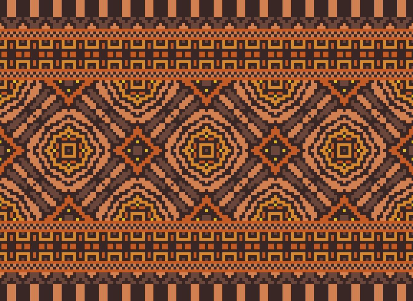 Vintages Cross Stitch Traditional Ethnic Pattern Paisley Flower Ikat Background Abstract Aztec African Indonesian Indian Seamless Pattern for Fabric Print Cloth Dress Carpet Curtains and Sarong vector
