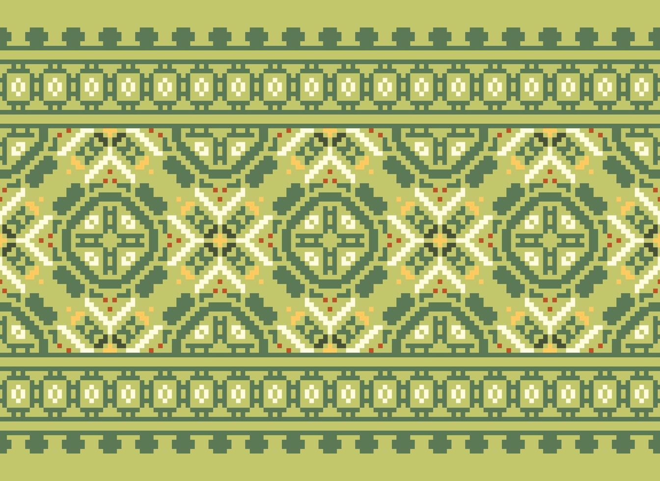 Pixel Vintages Cross Stitch Traditional Ethnic Pattern Paisley Flower Ikat Background Abstract Aztec African Indonesian Indian Seamless Pattern for Fabric Print Cloth Dress Carpet Curtains and Sarong vector