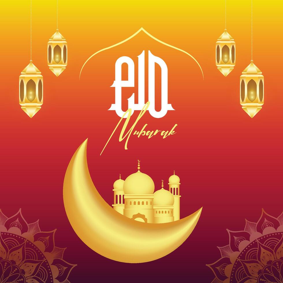 eid Mubarak festival saludo social medios de comunicación enviar diseño vector