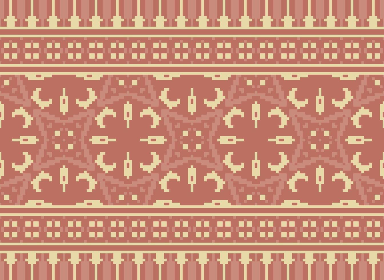 Vintages Cross Stitch Traditional Ethnic Pattern Paisley Flower Ikat Background Abstract Aztec African Indonesian Indian Seamless Pattern for Fabric Print Cloth Dress Carpet Curtains and Sarong vector