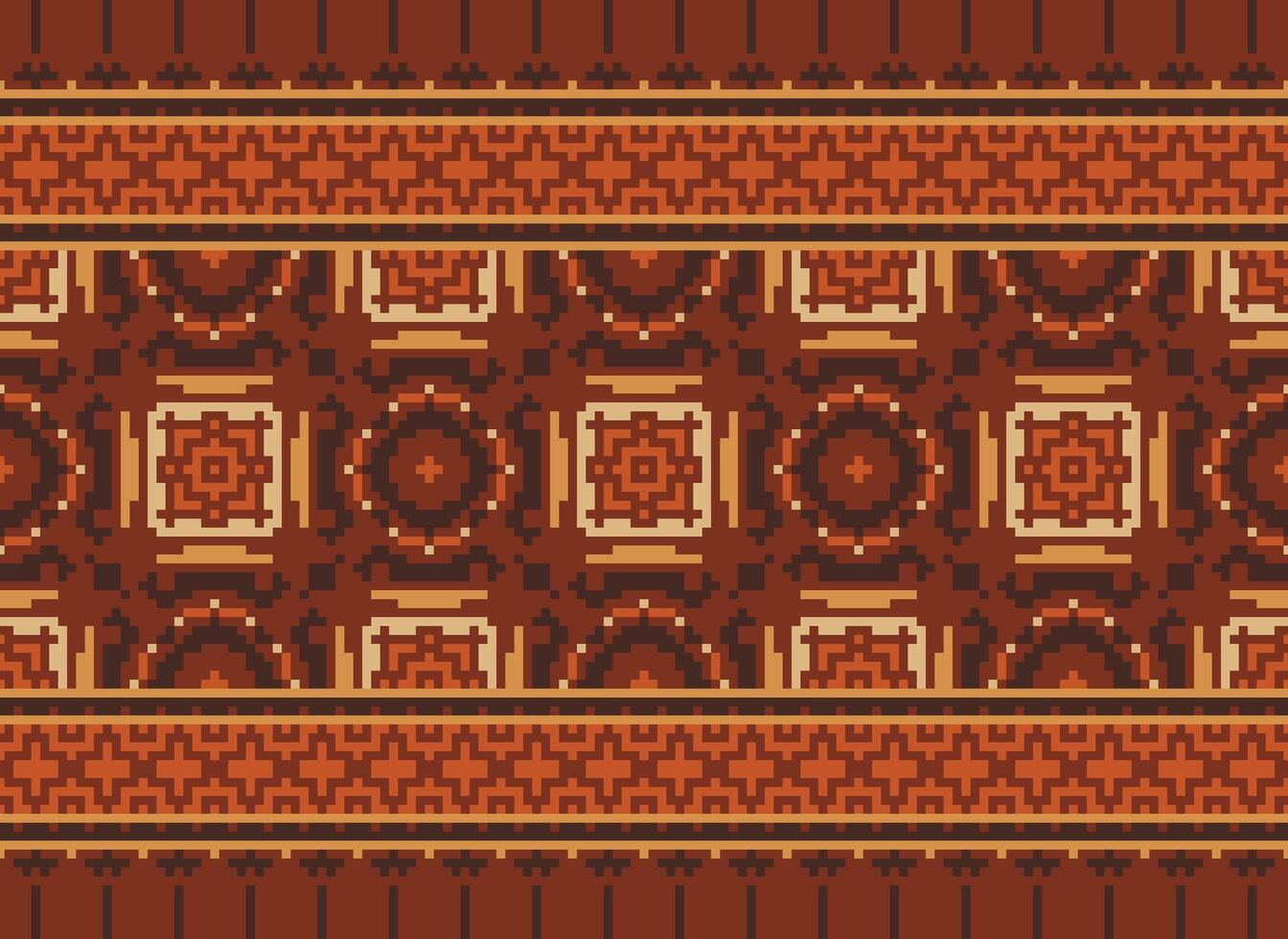 Vintages Cross Stitch Traditional Ethnic Pattern Paisley Flower Ikat Background Abstract Aztec African Indonesian Indian Seamless Pattern for Fabric Print Cloth Dress Carpet Curtains and Sarong vector