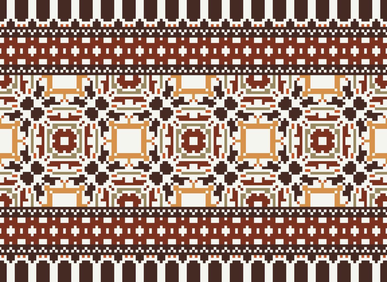Beautiful pixel patterns traditional folk style, geometric ethnic seamless pattern vector illustration. Design for  cross stitch, carpet, wallpaper, clothing, texti fabric, wrapping, batik, embroidery