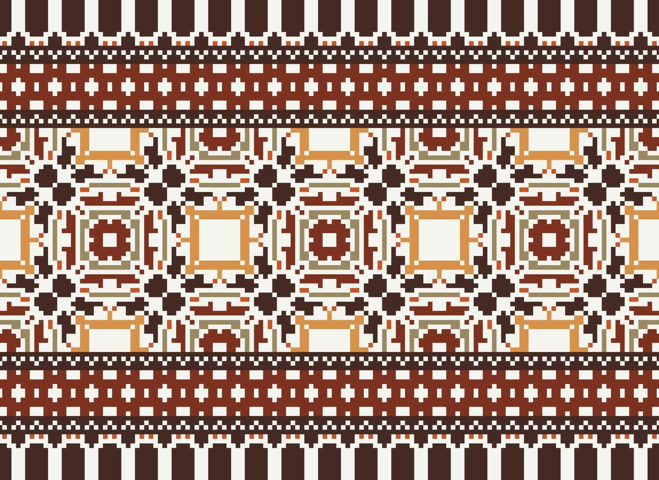 hermosa píxel patrones tradicional gente estilo, geométrico étnico sin costura modelo vector ilustración. diseño para cruzar puntada, alfombra, fondo de pantalla, ropa, texto tela, envase, batik, bordado