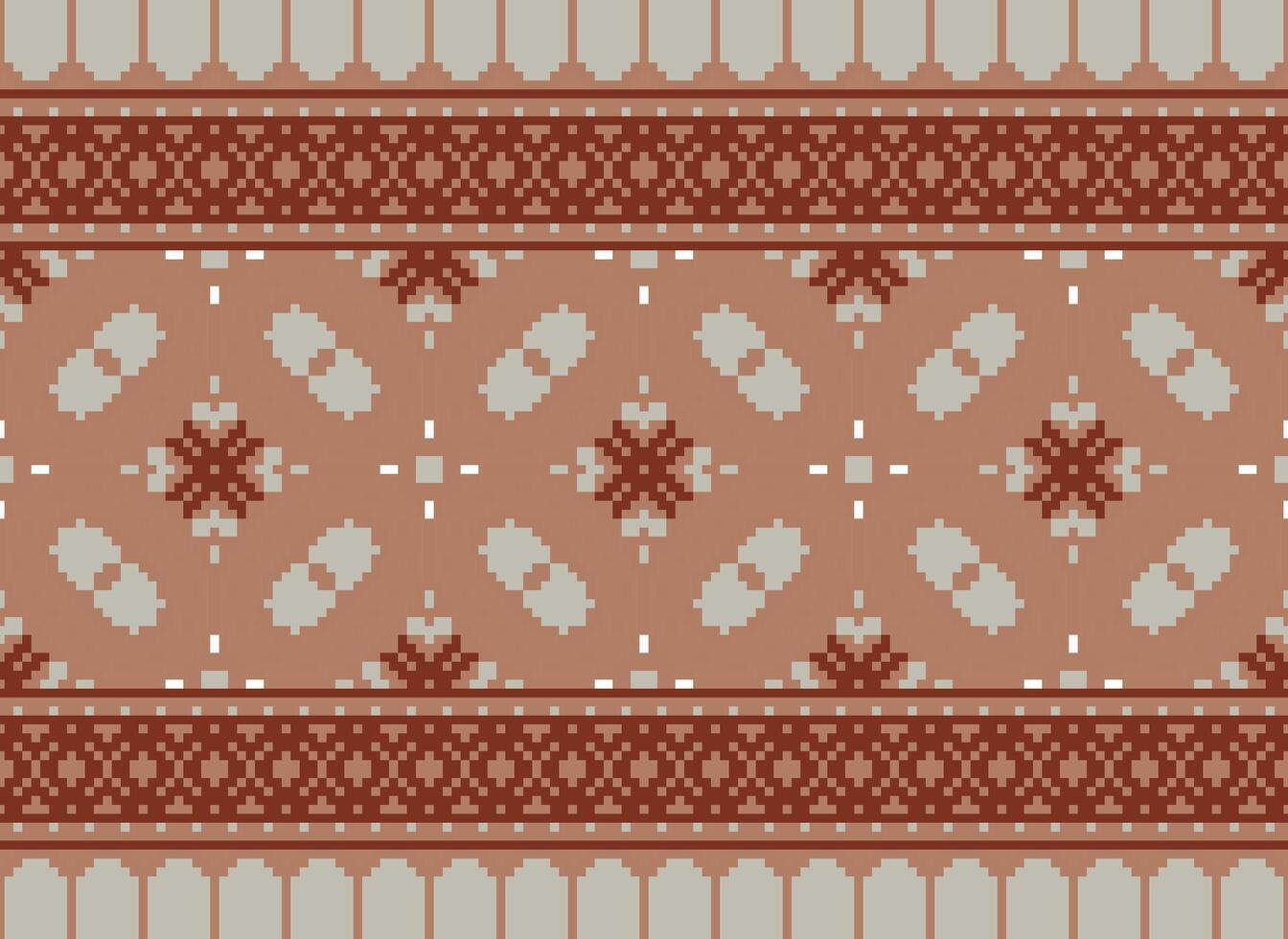 Vintages Cross Stitch Traditional Ethnic Pattern Paisley Flower Ikat Background Abstract Aztec African Indonesian Indian Seamless Pattern for Fabric Print Cloth Dress Carpet Curtains and Sarong vector