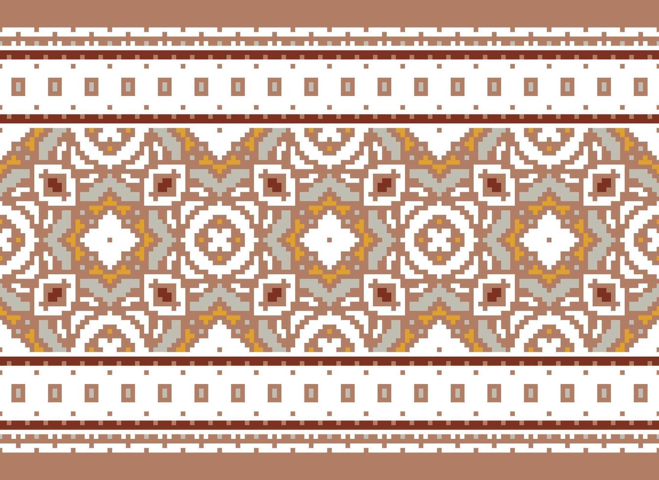 Vintages Cross Stitch Traditional Ethnic Pattern Paisley Flower Ikat Background Abstract Aztec African Indonesian Indian Seamless Pattern for Fabric Print Cloth Dress Carpet Curtains and Sarong vector