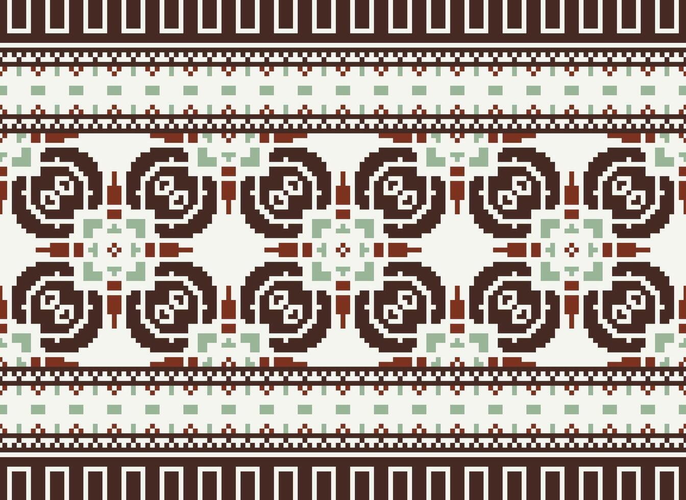Beautiful pixel patterns traditional folk style, geometric ethnic seamless pattern vector illustration. Design for  cross stitch, carpet, wallpaper, clothing, texti fabric, wrapping, batik, embroidery
