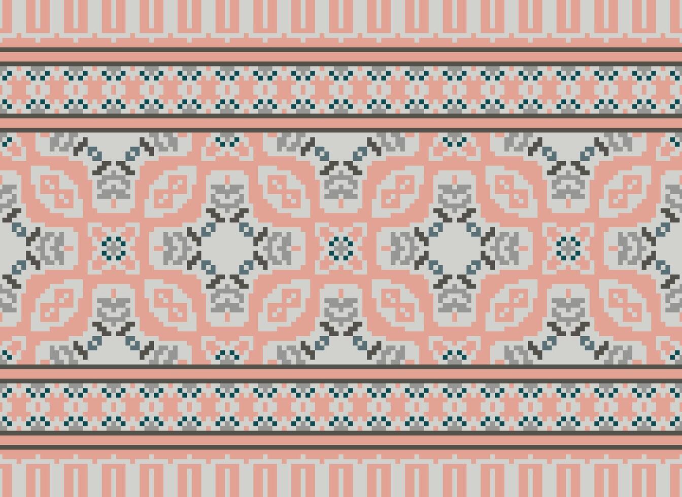 Beautiful pixel patterns traditional folk style, geometric ethnic seamless pattern vector illustration. Design for  cross stitch, carpet, wallpaper, clothing, texti fabric, wrapping, batik, embroidery