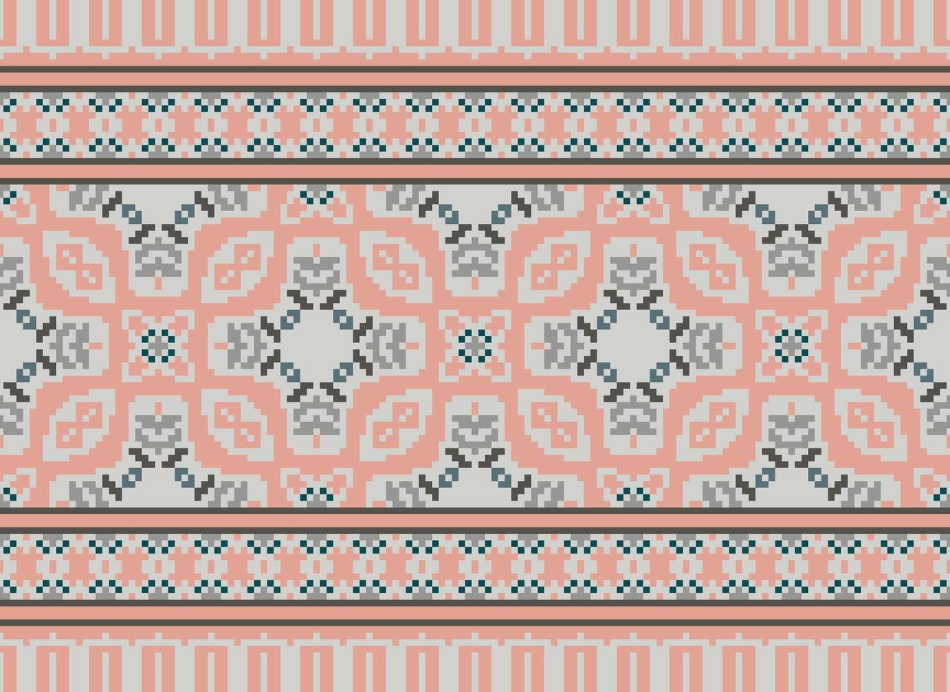 Beautiful pixel patterns traditional folk style, geometric ethnic seamless pattern vector illustration. Design for  cross stitch, carpet, wallpaper, clothing, texti fabric, wrapping, batik, embroidery