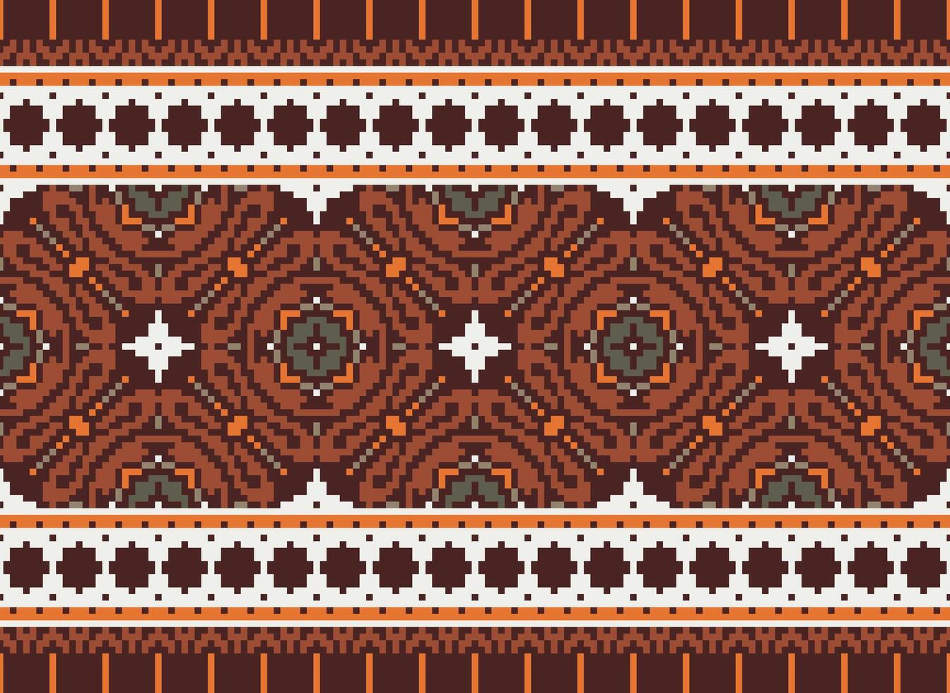 Beautiful pixel patterns traditional folk style, geometric ethnic seamless pattern vector illustration. Design for  cross stitch, carpet, wallpaper, clothing, texti fabric, wrapping, batik, embroidery