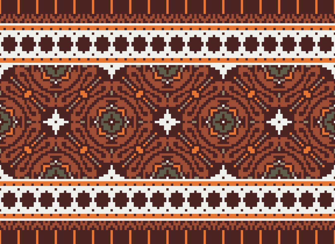 hermosa píxel patrones tradicional gente estilo, geométrico étnico sin costura modelo vector ilustración. diseño para cruzar puntada, alfombra, fondo de pantalla, ropa, texto tela, envase, batik, bordado