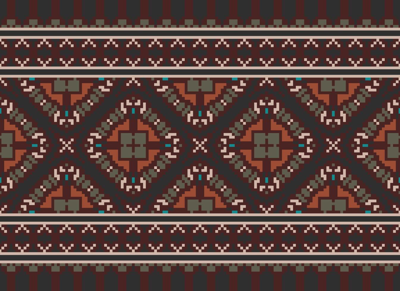 Beautiful pixel patterns traditional folk style, geometric ethnic seamless pattern vector illustration. Design for  cross stitch, carpet, wallpaper, clothing, texti fabric, wrapping, batik, embroidery