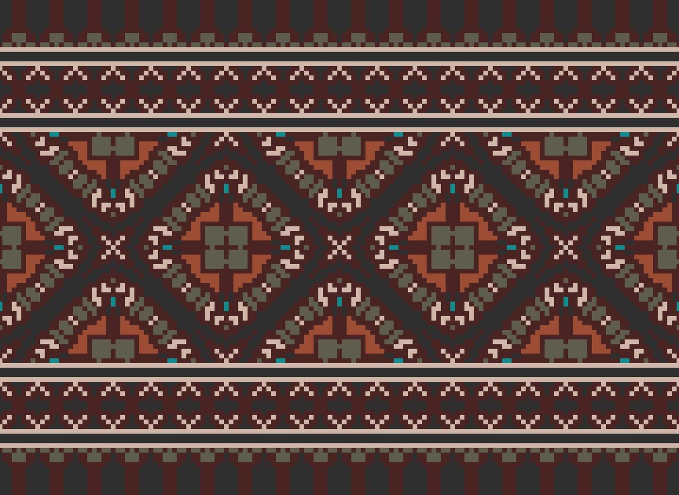 hermosa píxel patrones tradicional gente estilo, geométrico étnico sin costura modelo vector ilustración. diseño para cruzar puntada, alfombra, fondo de pantalla, ropa, texto tela, envase, batik, bordado