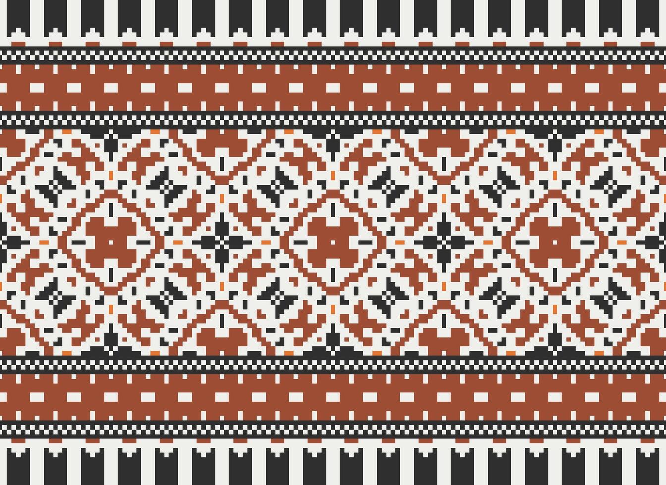 Beautiful pixel patterns traditional folk style, geometric ethnic seamless pattern vector illustration. Design for  cross stitch, carpet, wallpaper, clothing, texti fabric, wrapping, batik, embroidery