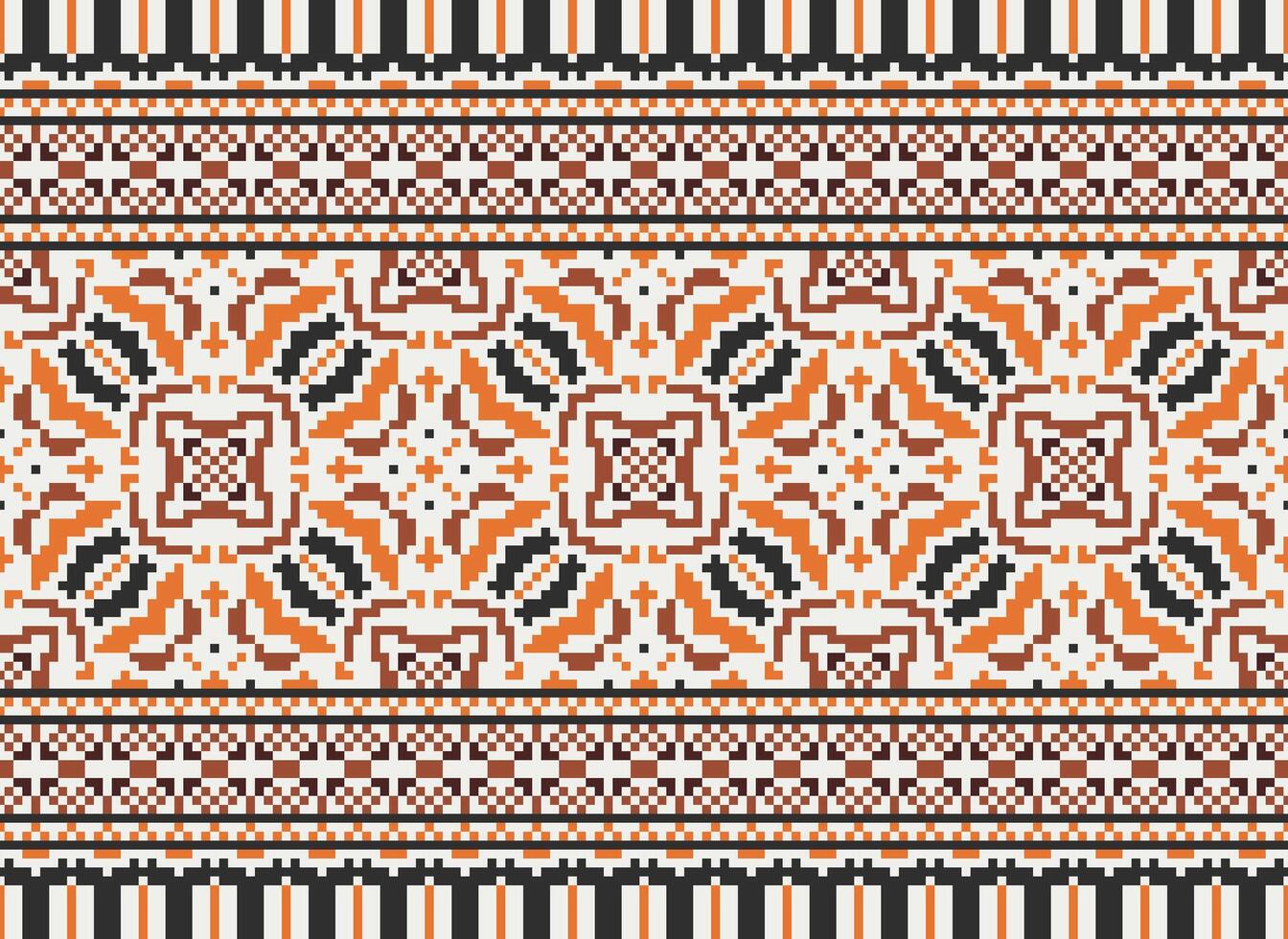 Beautiful pixel patterns traditional folk style, geometric ethnic seamless pattern vector illustration. Design for  cross stitch, carpet, wallpaper, clothing, texti fabric, wrapping, batik, embroidery