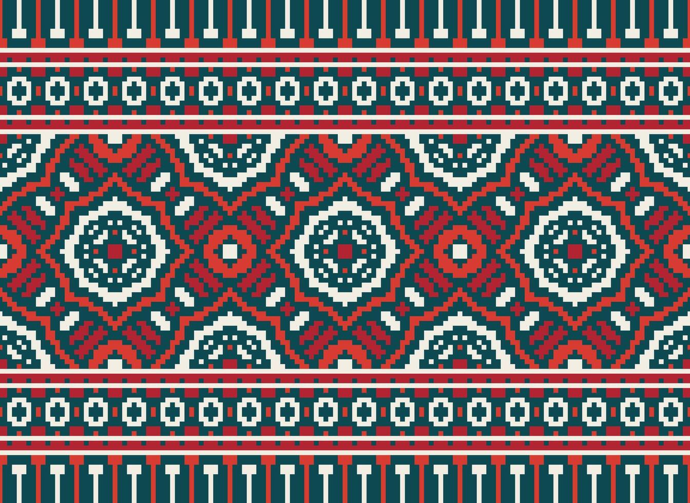 Beautiful pixel patterns traditional folk style, geometric ethnic seamless pattern vector illustration. Design for  cross stitch, carpet, wallpaper, clothing, texti fabric, wrapping, batik, embroidery