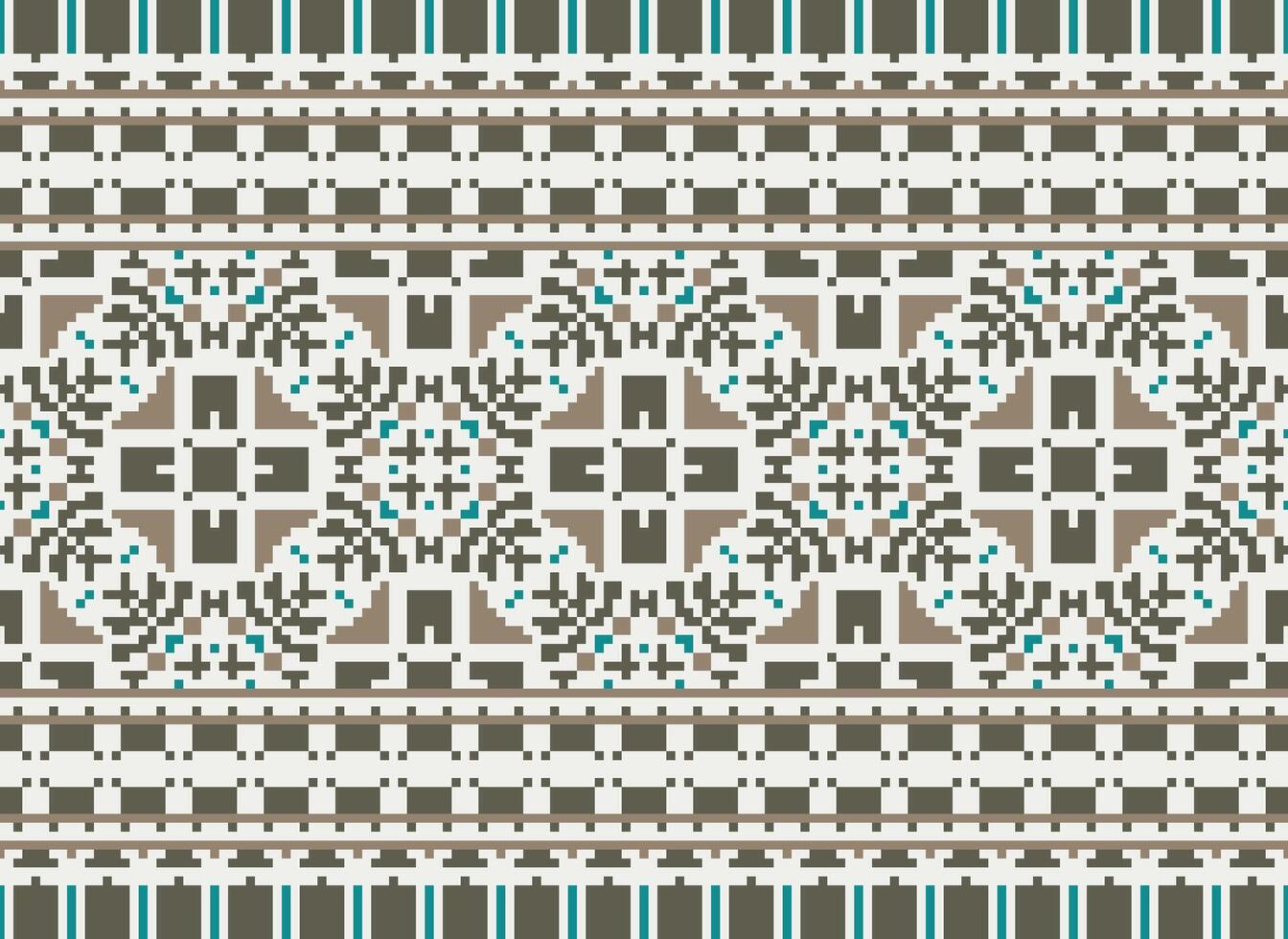 Beautiful pixel patterns traditional folk style, geometric ethnic seamless pattern vector illustration. Design for  cross stitch, carpet, wallpaper, clothing, texti fabric, wrapping, batik, embroidery