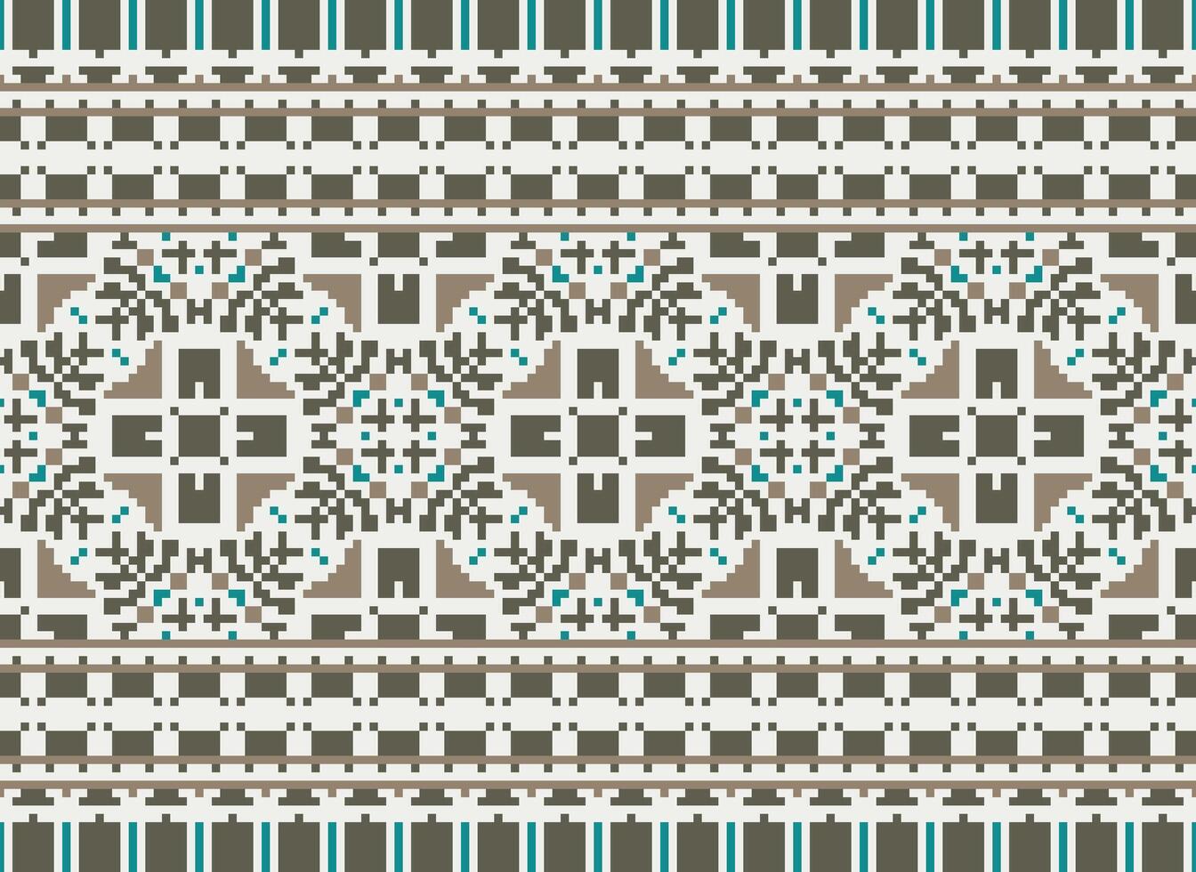 hermosa píxel patrones tradicional gente estilo, geométrico étnico sin costura modelo vector ilustración. diseño para cruzar puntada, alfombra, fondo de pantalla, ropa, texto tela, envase, batik, bordado