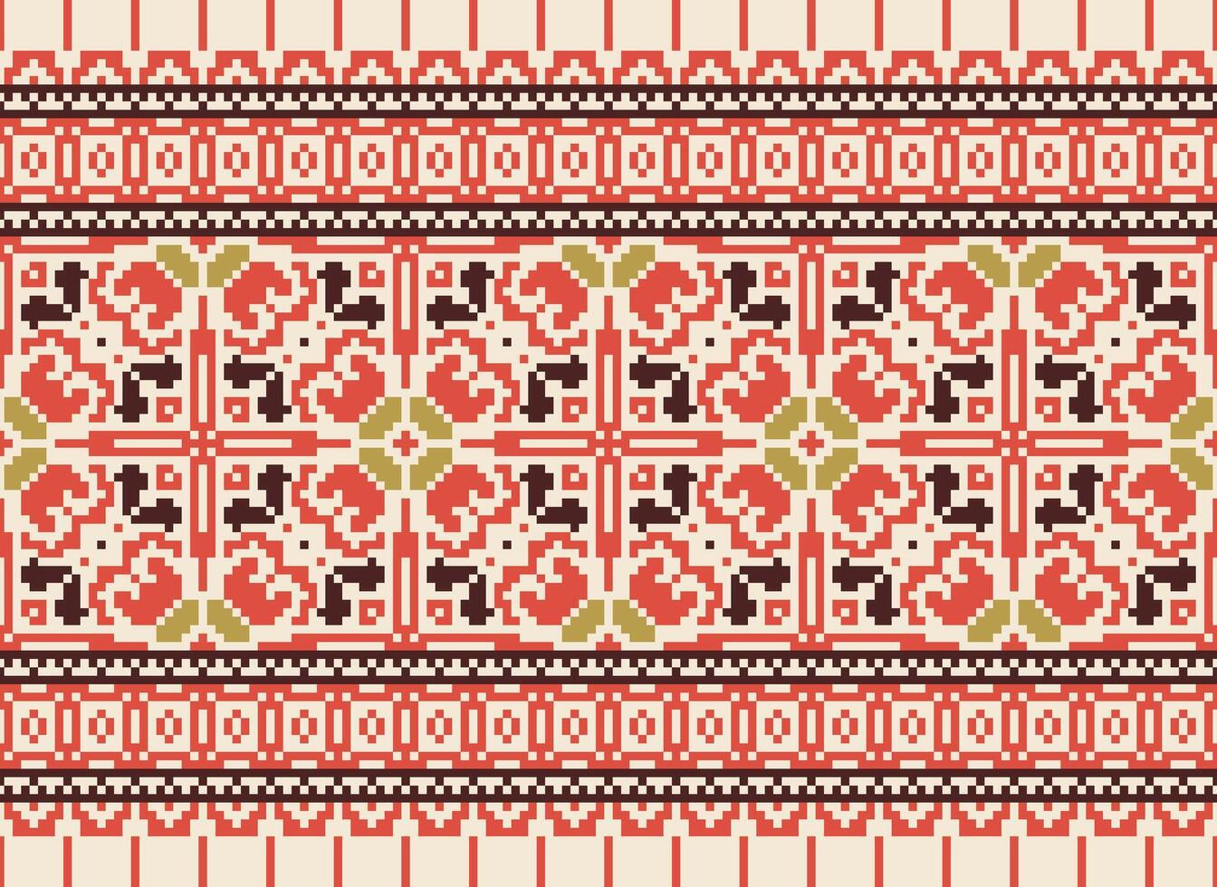 Beautiful pixel patterns traditional folk style, geometric ethnic seamless pattern vector illustration. Design for  cross stitch, carpet, wallpaper, clothing, texti fabric, wrapping, batik, embroidery