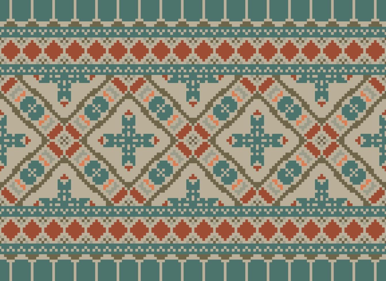 Beautiful pixel patterns traditional folk style, geometric ethnic seamless pattern vector illustration. Design for  cross stitch, carpet, wallpaper, clothing, texti fabric, wrapping, batik, embroidery