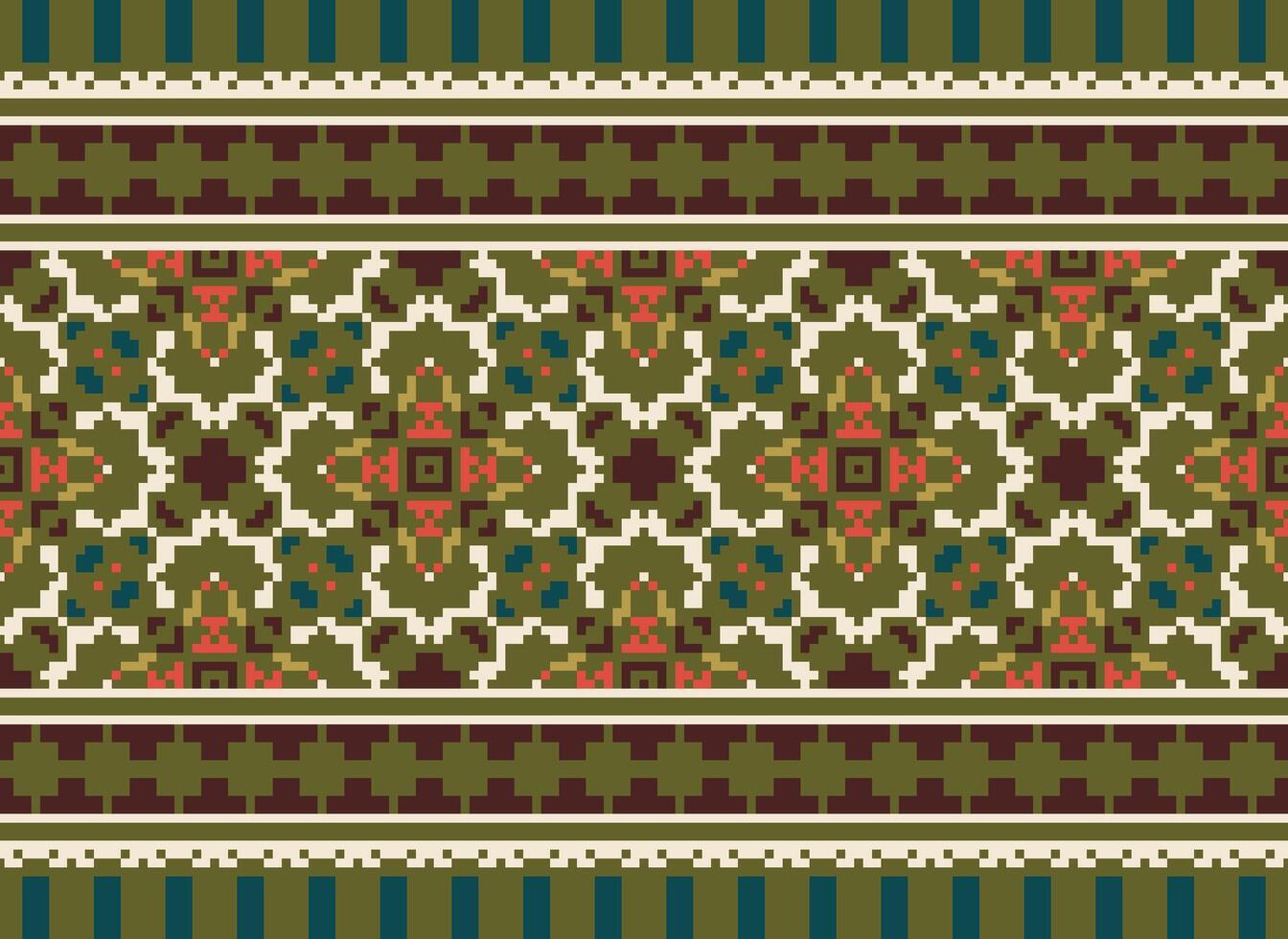Beautiful pixel patterns traditional folk style, geometric ethnic seamless pattern vector illustration. Design for  cross stitch, carpet, wallpaper, clothing, texti fabric, wrapping, batik, embroidery
