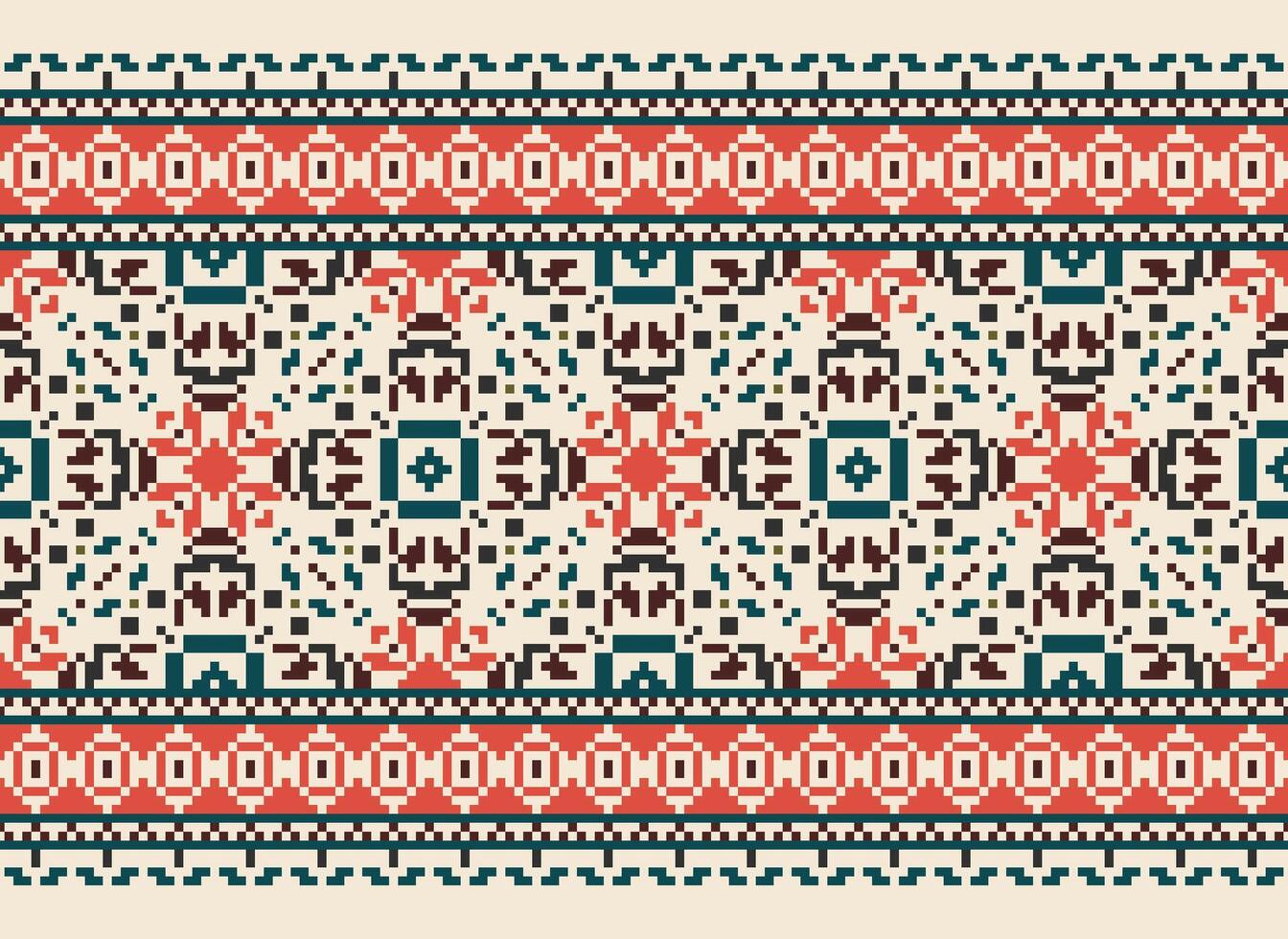 Beautiful pixel patterns traditional folk style, geometric ethnic seamless pattern vector illustration. Design for  cross stitch, carpet, wallpaper, clothing, texti fabric, wrapping, batik, embroidery