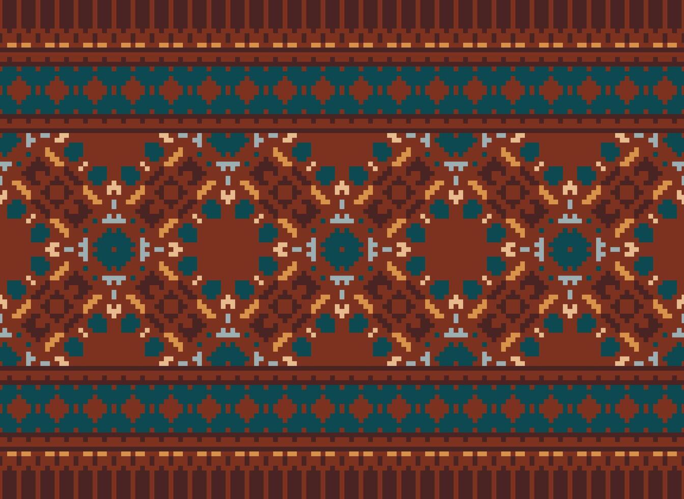 Beautiful pixel patterns traditional folk style, geometric ethnic seamless pattern vector illustration. Design for  cross stitch, carpet, wallpaper, clothing, texti fabric, wrapping, batik, embroidery