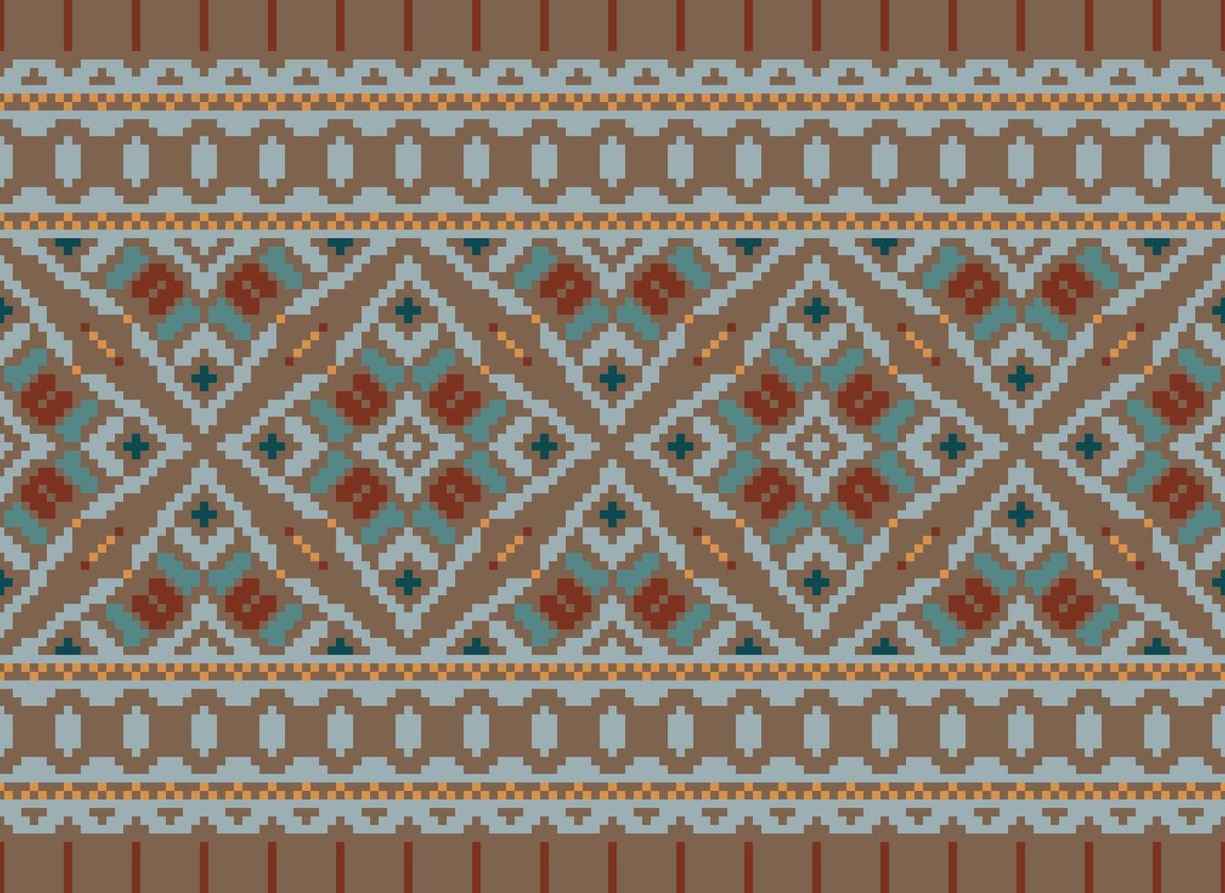 Beautiful pixel patterns traditional folk style, geometric ethnic seamless pattern vector illustration. Design for  cross stitch, carpet, wallpaper, clothing, texti fabric, wrapping, batik, embroidery