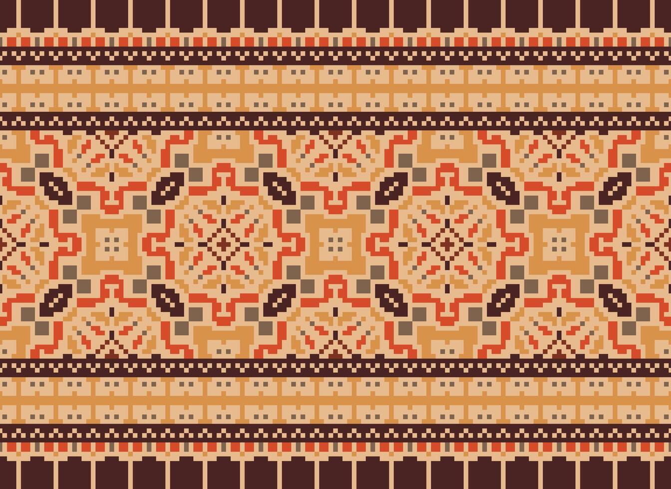 Beautiful pixel patterns traditional folk style, geometric ethnic seamless pattern vector illustration. Design for  cross stitch, carpet, wallpaper, clothing, texti fabric, wrapping, batik, embroidery