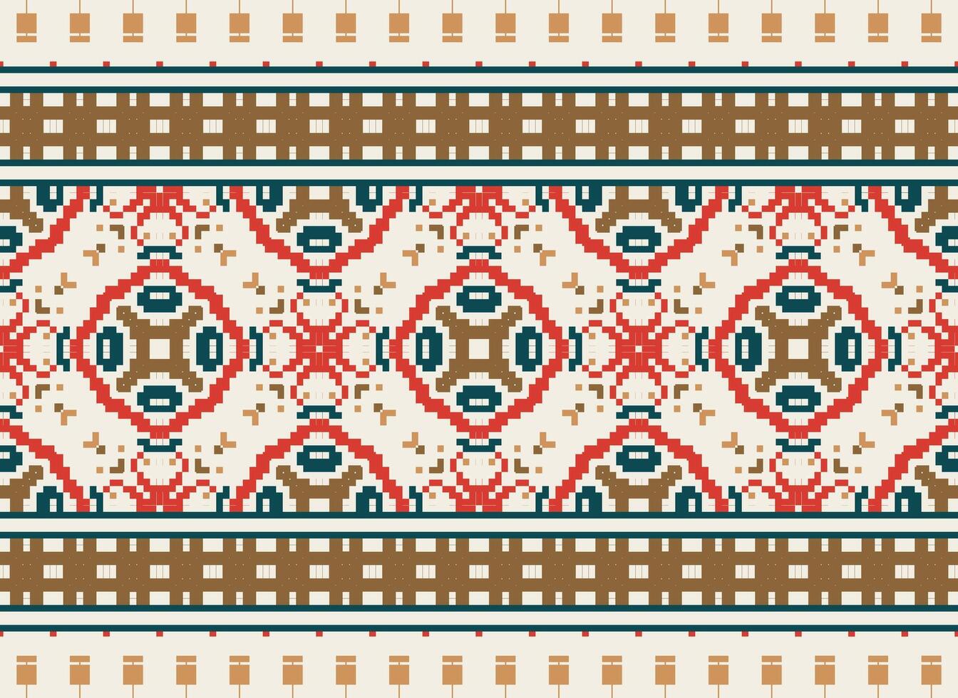 Beautiful pixel patterns traditional folk style, geometric ethnic seamless pattern vector illustration. Design for  cross stitch, carpet, wallpaper, clothing, texti fabric, wrapping, batik, embroidery