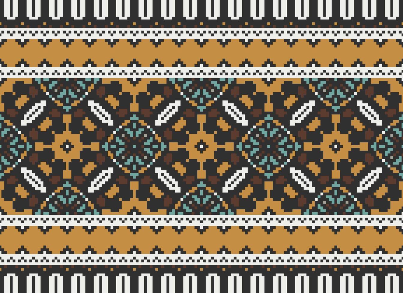 Beautiful pixel patterns traditional folk style, geometric ethnic seamless pattern vector illustration. Design for  cross stitch, carpet, wallpaper, clothing, texti fabric, wrapping, batik, embroidery