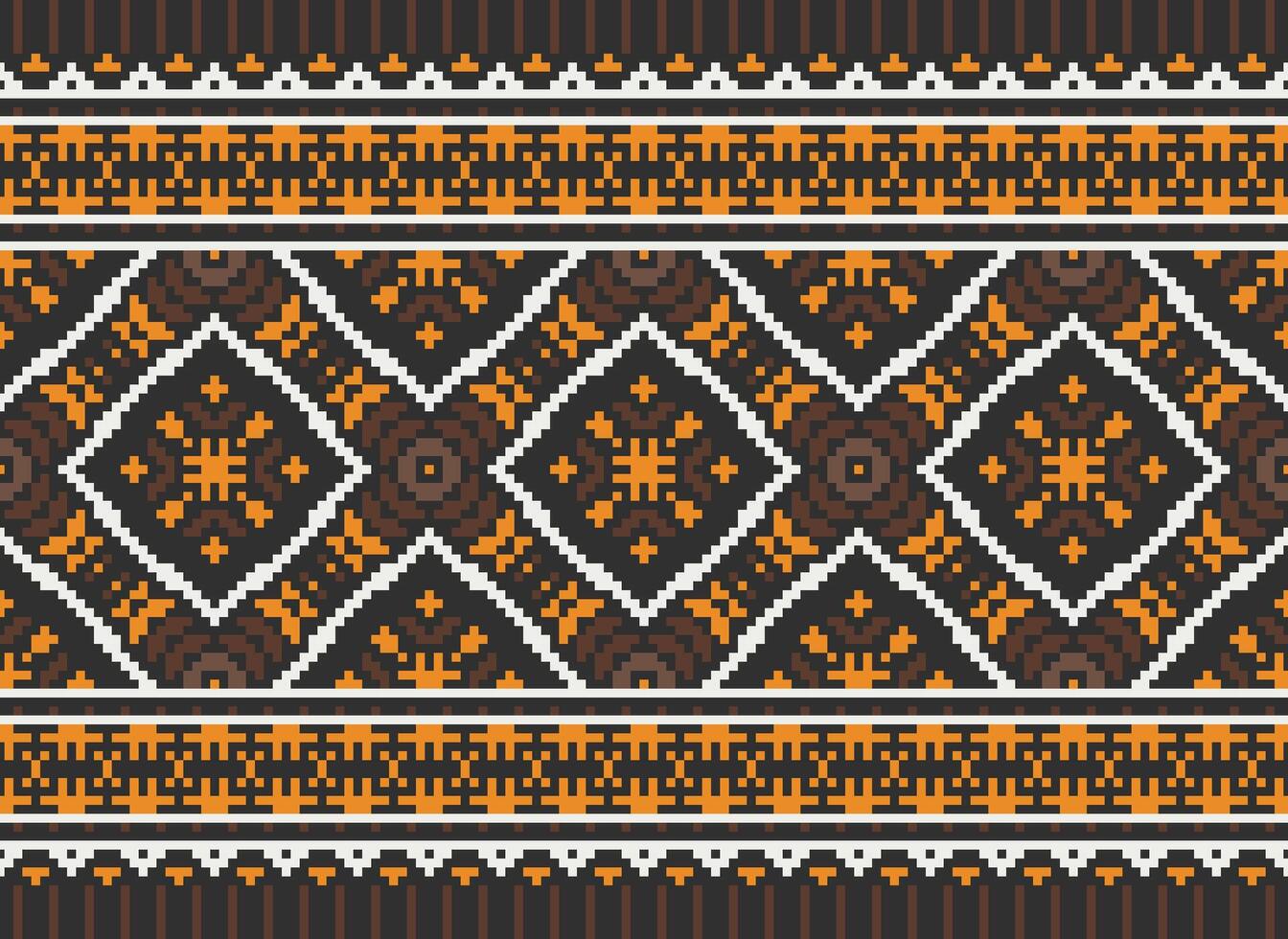 Beautiful pixel patterns traditional folk style, geometric ethnic seamless pattern vector illustration. Design for  cross stitch, carpet, wallpaper, clothing, texti fabric, wrapping, batik, embroidery