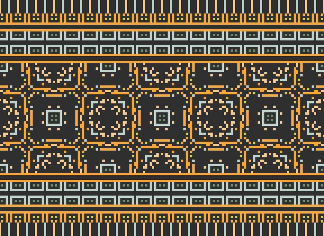 Beautiful pixel patterns traditional folk style, geometric ethnic seamless pattern vector illustration. Design for  cross stitch, carpet, wallpaper, clothing, texti fabric, wrapping, batik, embroidery