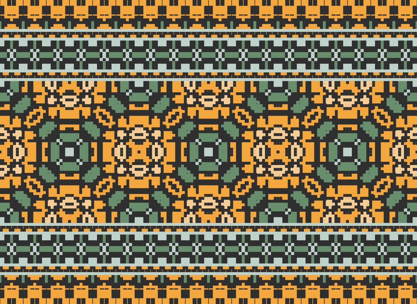 Beautiful pixel patterns traditional folk style, geometric ethnic seamless pattern vector illustration. Design for  cross stitch, carpet, wallpaper, clothing, texti fabric, wrapping, batik, embroidery