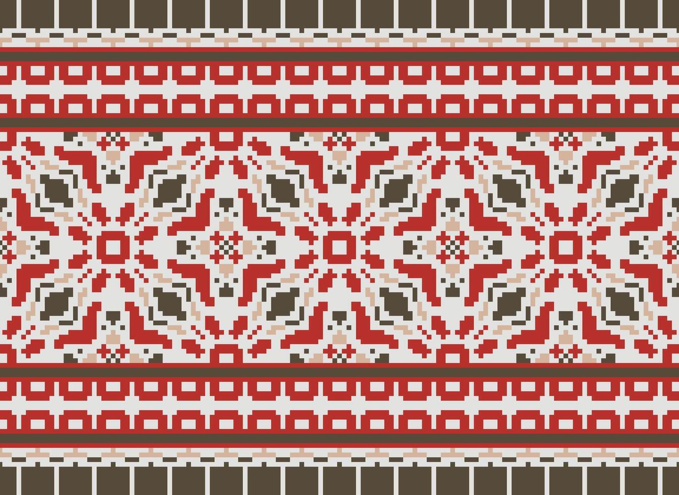 Beautiful pixel patterns traditional folk style, geometric ethnic seamless pattern vector illustration. Design for  cross stitch, carpet, wallpaper, clothing, texti fabric, wrapping, batik, embroidery