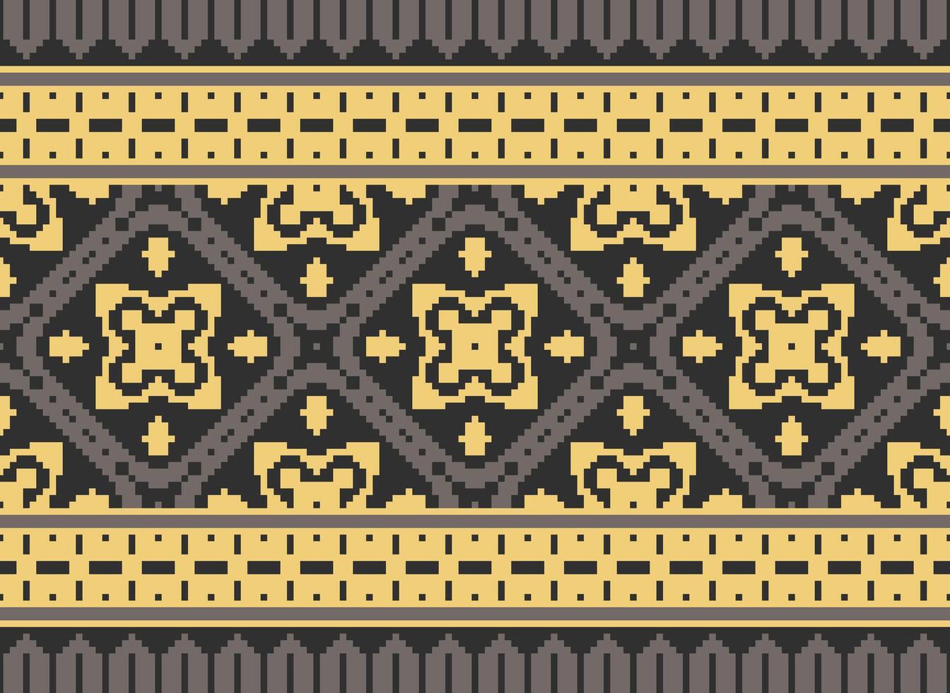 Beautiful pixel patterns traditional folk style, geometric ethnic seamless pattern vector illustration. Design for  cross stitch, carpet, wallpaper, clothing, texti fabric, wrapping, batik, embroidery