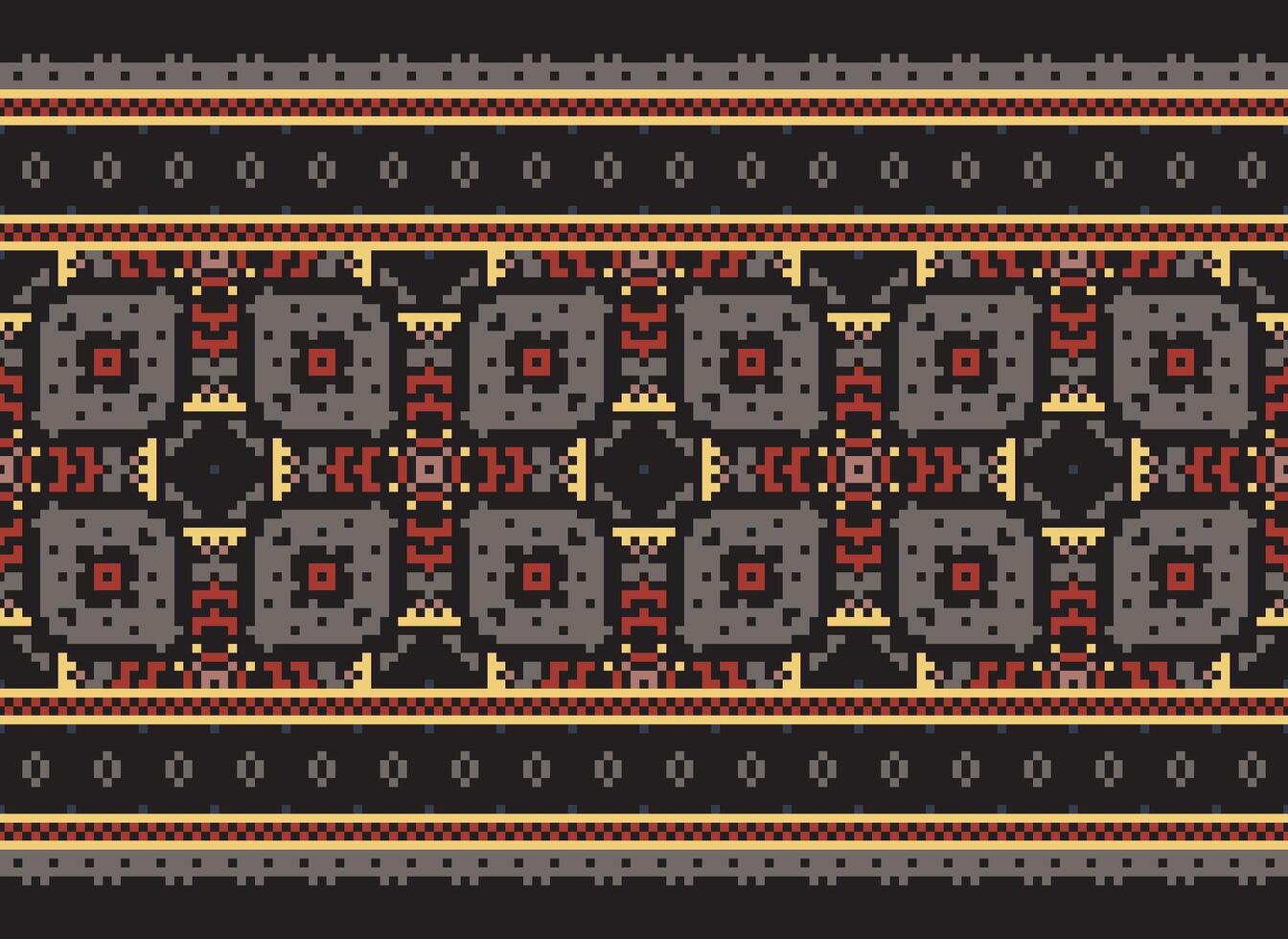 Beautiful pixel patterns traditional folk style, geometric ethnic seamless pattern vector illustration. Design for  cross stitch, carpet, wallpaper, clothing, texti fabric, wrapping, batik, embroidery