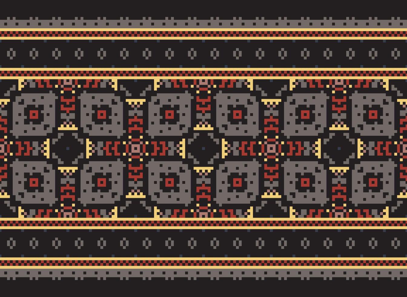 Beautiful pixel patterns traditional folk style, geometric ethnic seamless pattern vector illustration. Design for  cross stitch, carpet, wallpaper, clothing, texti fabric, wrapping, batik, embroidery