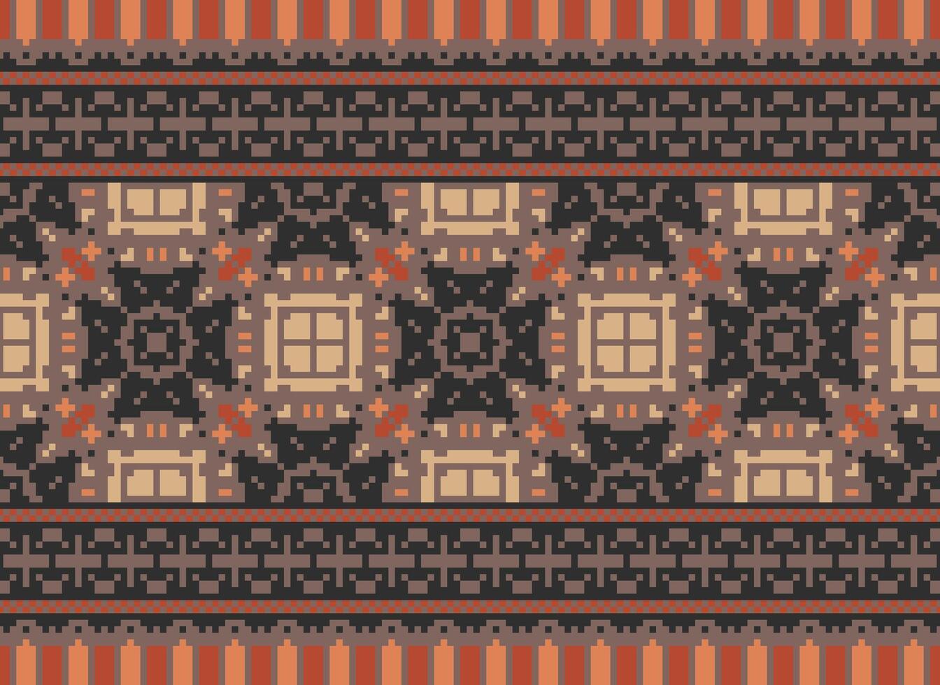 Beautiful pixel patterns traditional folk style, geometric ethnic seamless pattern vector illustration. Design for  cross stitch, carpet, wallpaper, clothing, texti fabric, wrapping, batik, embroidery