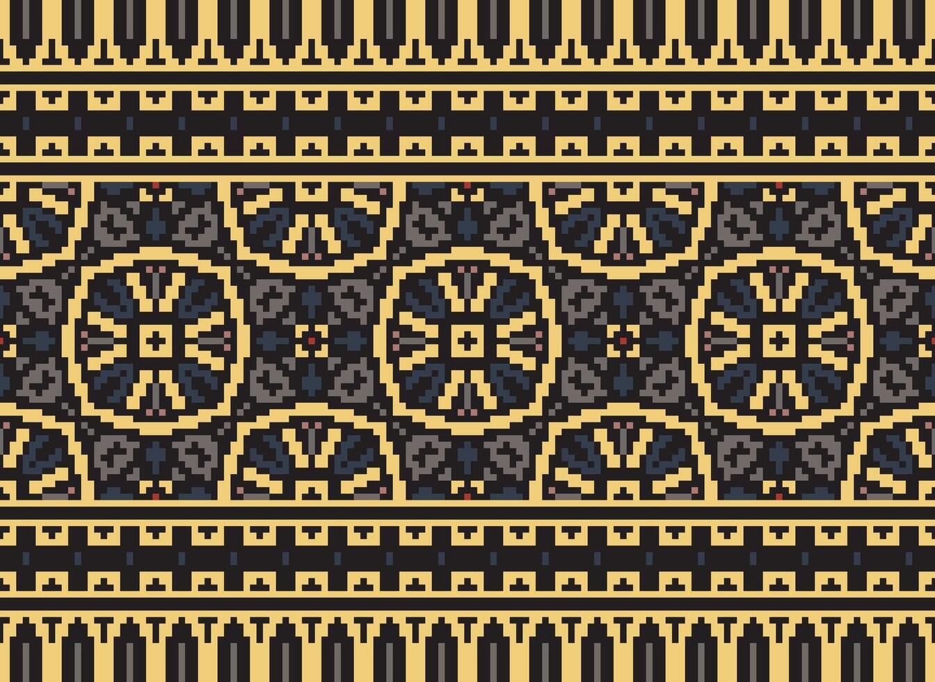 Beautiful pixel patterns traditional folk style, geometric ethnic seamless pattern vector illustration. Design for  cross stitch, carpet, wallpaper, clothing, texti fabric, wrapping, batik, embroidery
