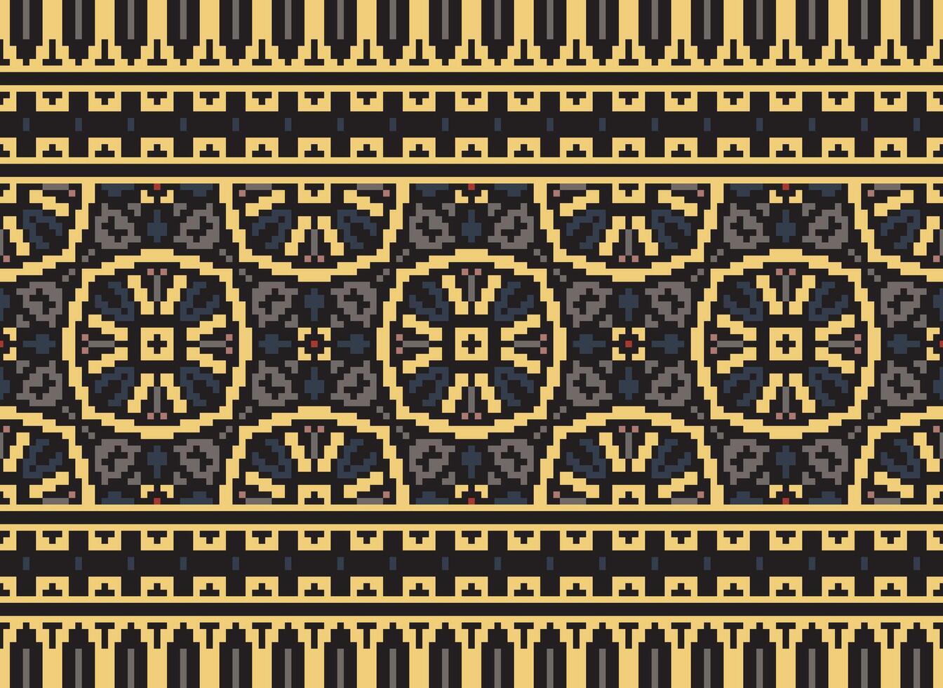 hermosa píxel patrones tradicional gente estilo, geométrico étnico sin costura modelo vector ilustración. diseño para cruzar puntada, alfombra, fondo de pantalla, ropa, texto tela, envase, batik, bordado