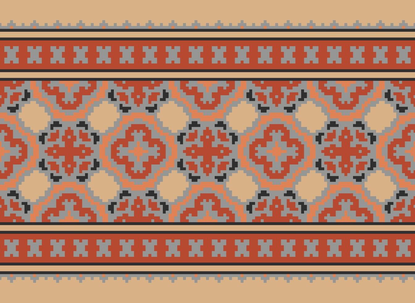 African cross stitch embroidery on background.geometric ethnic oriental seamless pattern traditional.Aztec style abstract vector illustration.design for texture,fabric,clothing,wrapping,carpet.