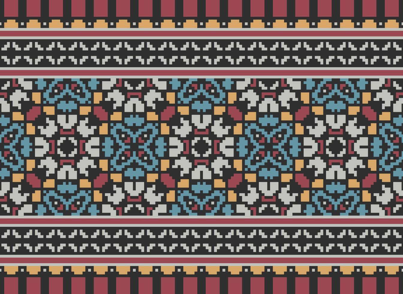 Beautiful pixel patterns traditional folk style, geometric ethnic seamless pattern vector illustration. Design for  cross stitch, carpet, wallpaper, clothing, texti fabric, wrapping, batik, embroidery