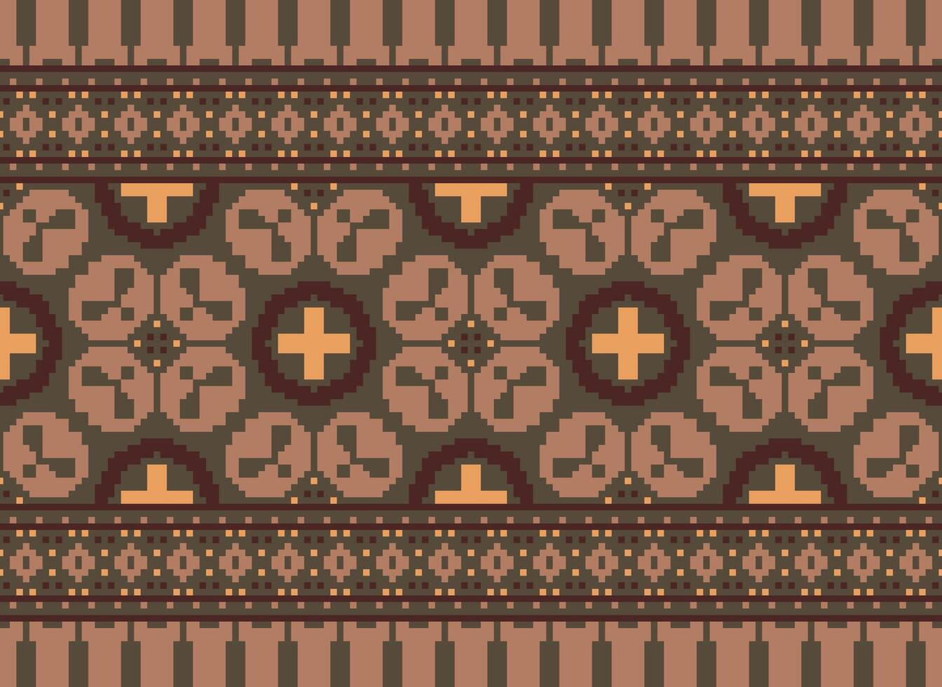 Beautiful pixel patterns traditional folk style, geometric ethnic seamless pattern vector illustration. Design for  cross stitch, carpet, wallpaper, clothing, texti fabric, wrapping, batik, embroidery