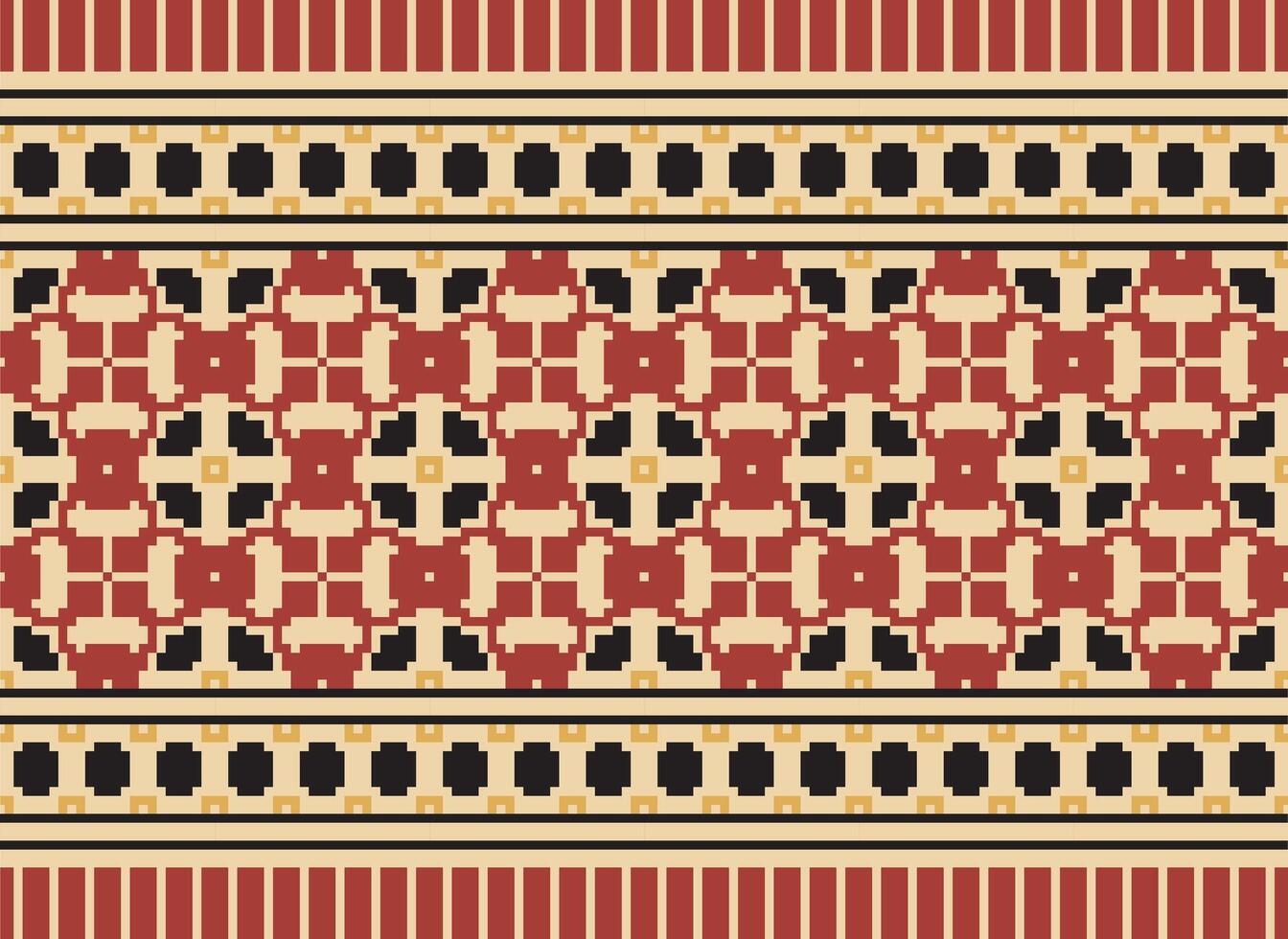 African cross stitch embroidery on background.geometric ethnic oriental seamless pattern traditional.Aztec style abstract vector illustration.design for texture,fabric,clothing,wrapping,carpet.