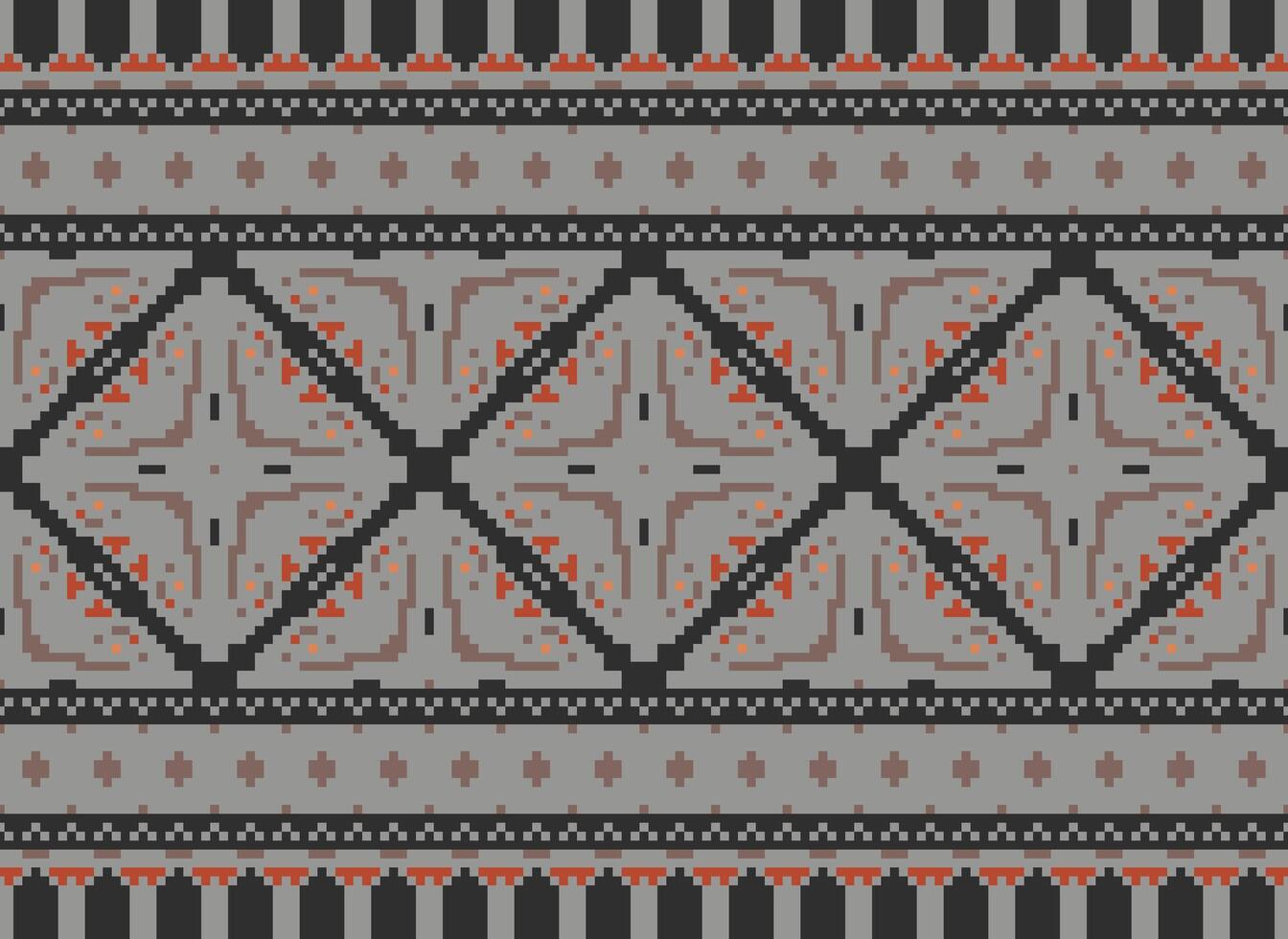 African cross stitch embroidery on background.geometric ethnic oriental seamless pattern traditional.Aztec style abstract vector illustration.design for texture,fabric,clothing,wrapping,carpet.