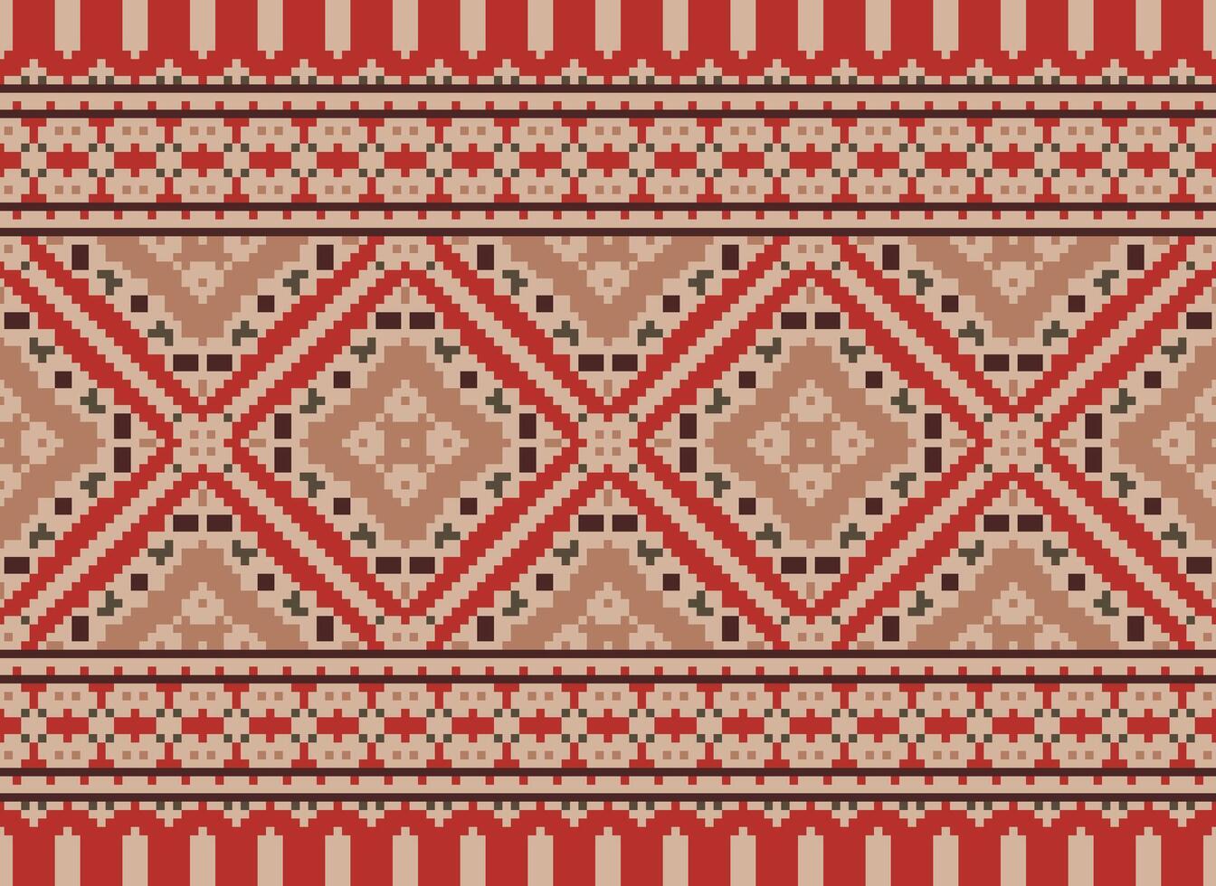 Beautiful pixel patterns traditional folk style, geometric ethnic seamless pattern vector illustration. Design for  cross stitch, carpet, wallpaper, clothing, texti fabric, wrapping, batik, embroidery
