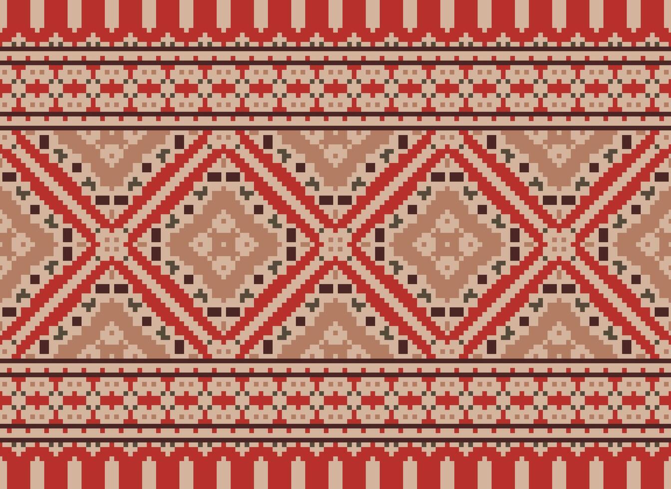 hermosa píxel patrones tradicional gente estilo, geométrico étnico sin costura modelo vector ilustración. diseño para cruzar puntada, alfombra, fondo de pantalla, ropa, texto tela, envase, batik, bordado