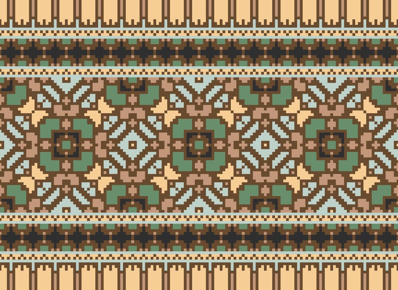 Beautiful pixel patterns traditional folk style, geometric ethnic seamless pattern vector illustration. Design for  cross stitch, carpet, wallpaper, clothing, texti fabric, wrapping, batik, embroidery